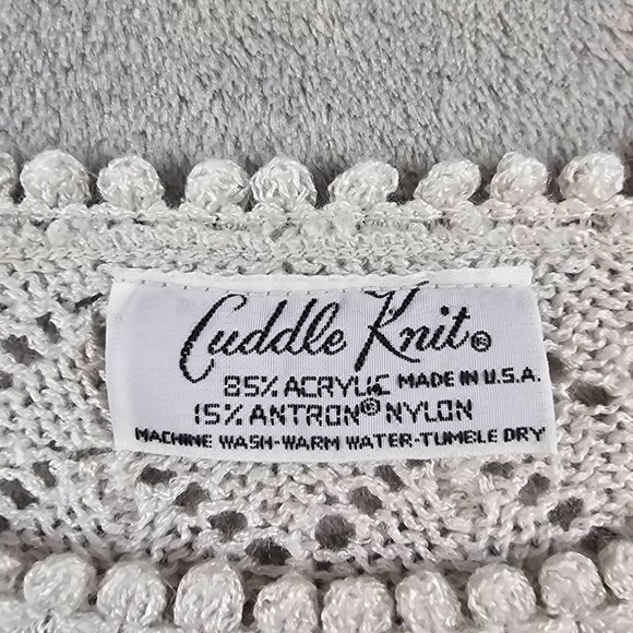 Vintage Cuddle Knit Sweater Women's Small Gray Open Delicate Cottagecore 70's - Picture 7 of 7